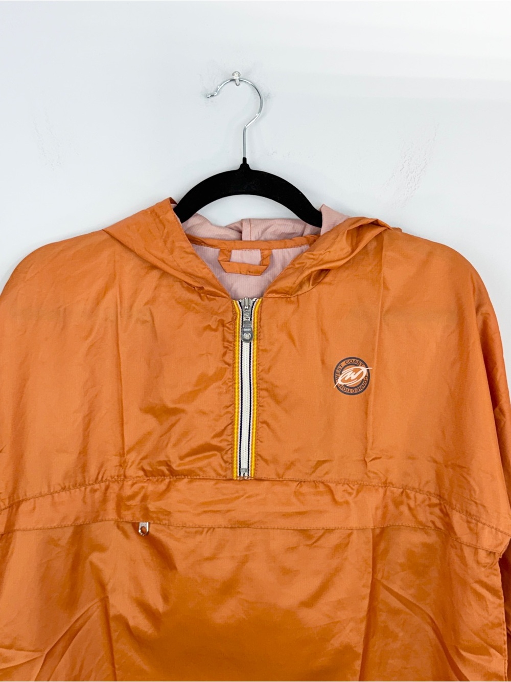 Vintage 90s Y2K burnt orange packable fanny pack boxy anorak windbreaker M - Picture 6 of 17